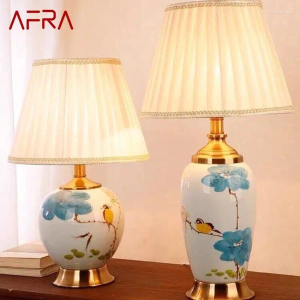 Lampes de table afra lampe en céramique contemporaine LED chinois simple Creative Bedside Desk Light for Home salon chambre décor de la chambre