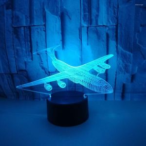 Tafellampen vliegtuigen 3D Nightlight Zeven kleurrijke aanraakbediening LED Visuele bureaulamp Licht creatief cadeau voor woonkamer