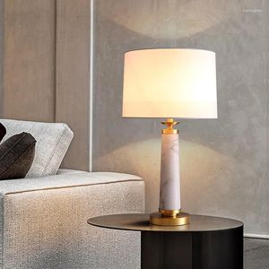 Tafellampen Amerikaanse all-copper lamp eenvoudige woonkamer slaapkamer bedkamer bed bureau el villa high-end licht luxe marmer