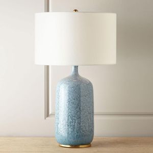Lámparas de mesa de cerámica americana para dormitorio, mesita de noche, lámpara de salón azul creativa, modelo Retro chino, lámpara de mesa con Control remoto cálido