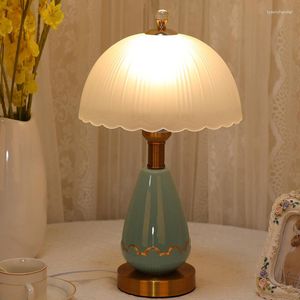 Tafellampen Amerikaanse Keramische Lamp Voor Slaapkamer Nachtkastje Woonkamer Decoratie Studie Bureau Home Decor Vintage Led Nachtlampje