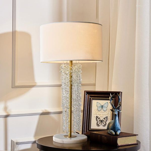 Lampes de table pays d'amérique Simple cristal cascade lampe en cuivre pur salon européen décoration