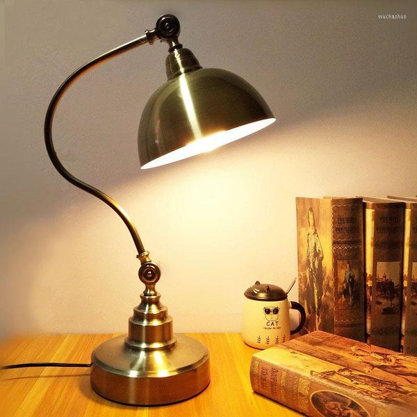 Lampes de table American Loft Vintage Lampe Salon Chambre Deask Light Study Desk Bureau Chevet Luminaire E27 Commutation