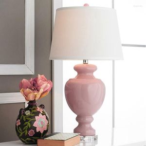 Tafellampen Amerikaanse Moderne Eenvoudige Roze Keramische Lamp Voor Woonkamer Studie Slaapkamer Nachtkastje Nordic Romantisch Decoratief Nachtlampje