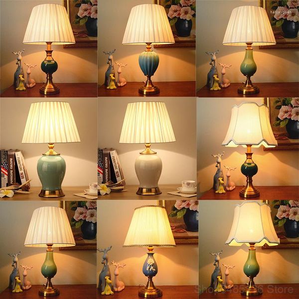Lampes de table américain rétro en céramique pour chambre étude de chevet salon luminaires moderne Led lampe de bureau intérieur décor à la maison