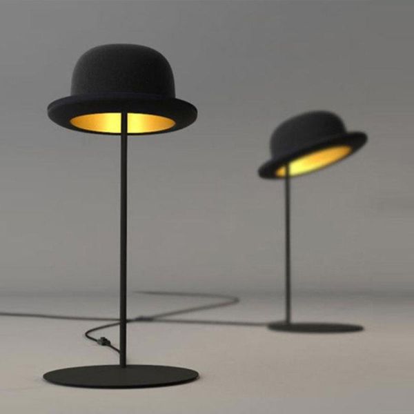 Lampes de table américain rétro créatif mode cadeau chapeau salon étude chambre chevet décoratif noir lampe à LED