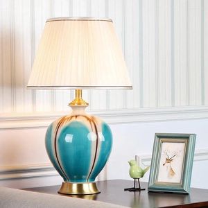 Lampes de table Lampe en céramique chinoise de style américain pour chambre à coucher Salon Étude Chevet Doux Moderne Simple