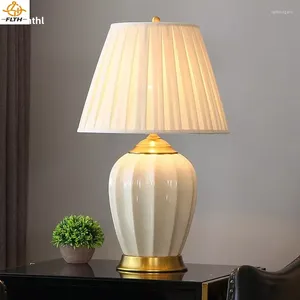 Tafellampen Amerikaans stijl licht modern eenvoudig koperen keramische lamp decoratie