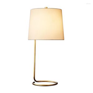 Lampes de table American Vintage tout en tissu de cuivre Design vertical chambre étude de chevet lumières décoratives éclairage de salon