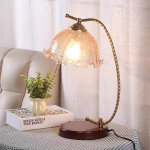 Tafellampen Amerikaanse Vintage Tawny Glas Nostalgische Landelijke Iron Art Creative Indoor E27 LED Lamp Voor Bedsidefoyerstudio YS006