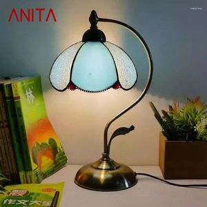 Tafellampen anita mediterrane zeelamp Amerikaan retro woonkamer slaapkamer luxueuze villa el gebrandschilderd glazen bureau