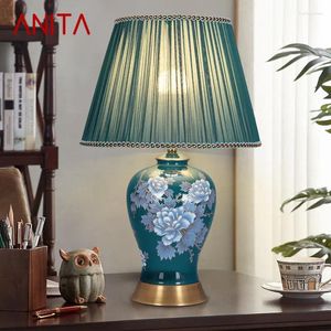 Tafellampen ANITA Moderne lamp LED Creatief Touch Dimbaar Blauw Keramiek Bureaulamp Voor Thuis Woonkamer Slaapkamer Decor