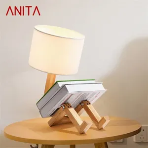 Lampes de table Anita Nordic Lamp Creative Wood Person Lighting LEDGING LED DÉCORATIVE POUR ÉTUDE DE CHAMBRE À LA MAISON