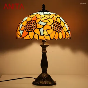 Lampes de table Anita Tiffany Glass LED MODERNE CRÉATION CRÉATION SUNLOWN Bureau Lécère Light Decor for Home Living Room Bedroom