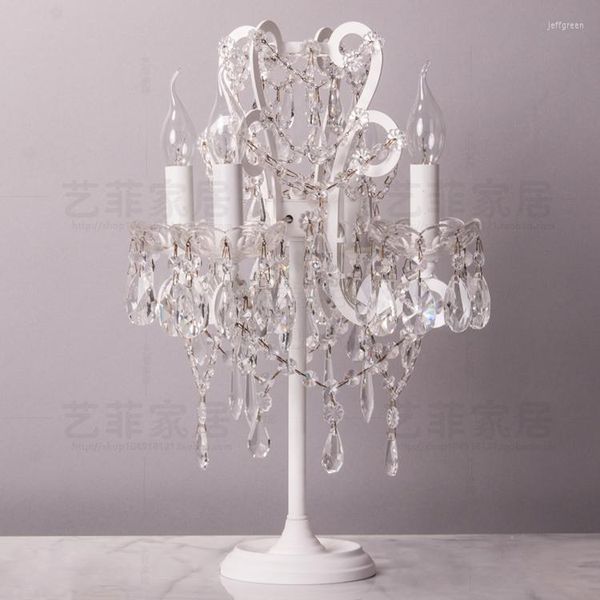 Lampes de table Antique Art Decor Cristal Lampe Chandelier Lumière Chambre Chevet Verre Bougeoirs Travail Américain Étude Led Bureau