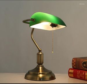 Tafellampen antieke vintage filmlamp groene glazen cover bronzen ijzerbasis studielampen ouderwetse verlichting