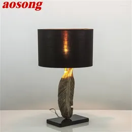 Lampes de table Aosong European Style Lampe Classical Design Bedide Vintage Black Desk Light LED POUR LE SOIX CHAMBRE DÉCOR HOME