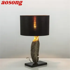 Lampes de table Aosong European Style Lampe Classical Design Bedide Vintage Black Desk Light LED POUR LE SOIX CHAMBRE DÉCOR HOME