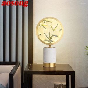 Tafellampen aosong moderne lamp led bureau licht messing luxe marmer decoratief voor slaapkamer woonkamer kantoor