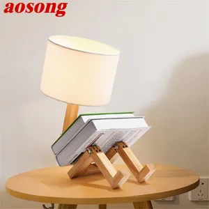 Lampes de table Aosong Nordic Lamp Creative Wood Person Lighting LEDGING LED DÉCORATIVE POUR ÉTUDE DE CHAMBRE À LA MAISON