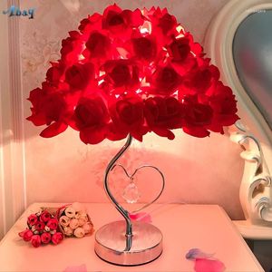 Tafellampen Art Deco Rose Bouquet Valentijnsdag Gift Wedding Room Bedlamp make -up make -up bloemen Decoratie LED E27