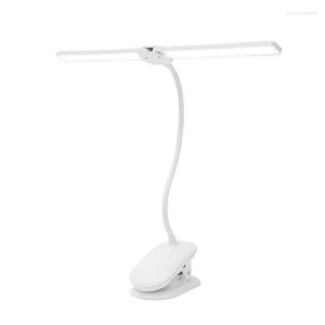 Lampes de table AT35 LED pince double tête lampe de bureau flexible col de cygne tactile gradation USB clip de charge pour le bureau