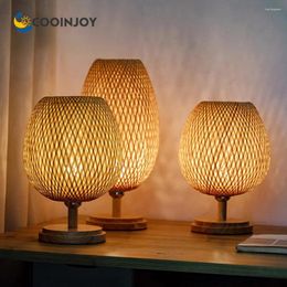 Lampes de table bamboe mainwerk weven slaapkamer studie nachtkastje lamp bar tafel woonkamer décoratie warme