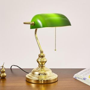Lampes de table Banque Lampe Imitation Or Style Européen Verre Bureau Bureau Salon Chambre Décoration Chevet