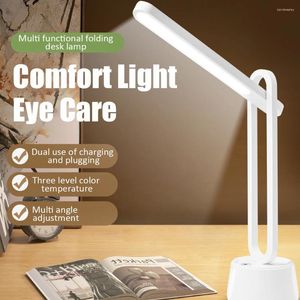 Lampes de table lampe à base de batterie USB RECHARGable pliable Portable Light 3 Brightness Dimmable Protection de protection oculaire Bureau LED