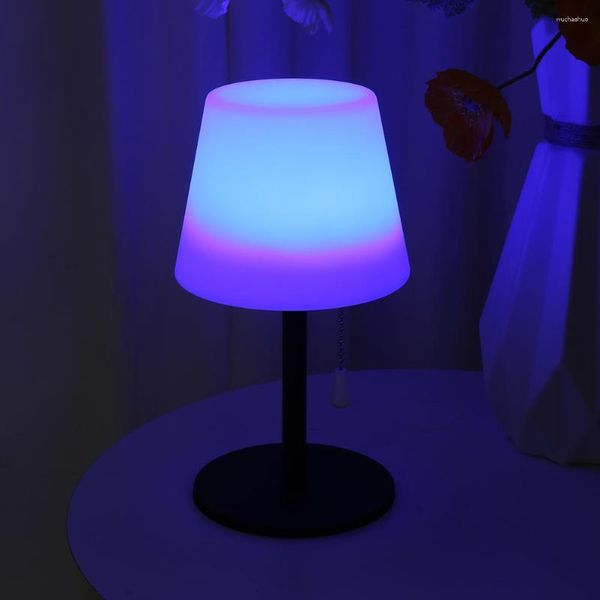 Lampes de table chambre lumière ambiante avec chaîne de traction lampe de table de nuit télécommande LED bureau RGB USB rechargeable pour salle d'étude