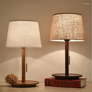 Lampes de table chambre à coucher décoration de lampe de chevet nordique étude de salon en bois de noix en bois maîtresse en bois ménage