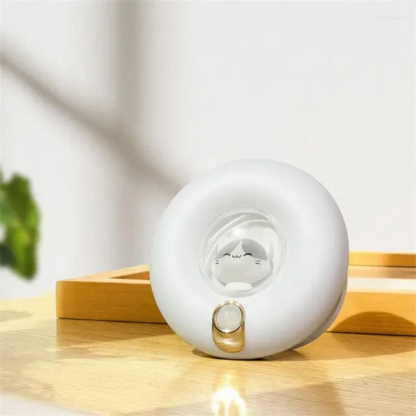 Lampes table lampe de chevet de chambre à coucher rond de batterie intégrée longue durée du corps humain induction USB Light de nuit à LED rechargeable