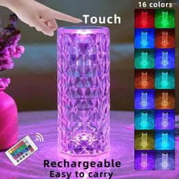 Lampes table lampe à cristal de chambre à coucher 16 couleurs tactiles / éloignement dimmable nocte