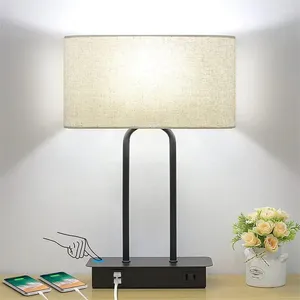 Lampes de table lampe de chambre à coucher LED simple tactile moderne Double USB RECHARGable American Bedside