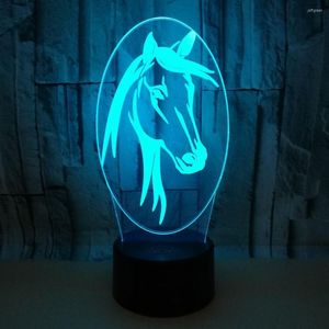 Tafellampen slaapkamer lamp nacht 3d nachtlamp creatief paarden led bureau bureau verjaardag cadeau paardenhoofd