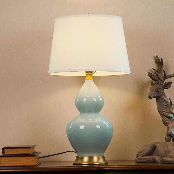 Lampes de table Chambre Vintage Lampe Chine Salon pour la décoration de mariage Céramique Art Vert