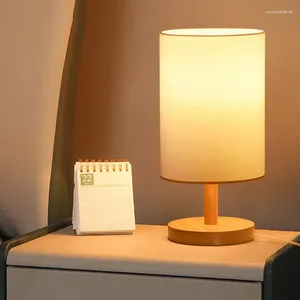 Tafellampen bedlamp nachtlichten voor slaapkamer houten bureau licht met cilinder schaduw home decor