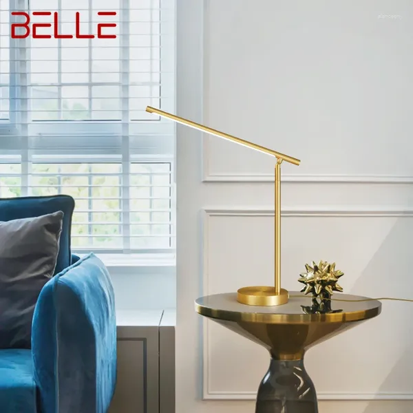 Lámparas de mesa Belle Gold Lámpara de latón Decoración creativa Contemporánea LED 3 colores Iluminación de escritorio para la habitación del hogar