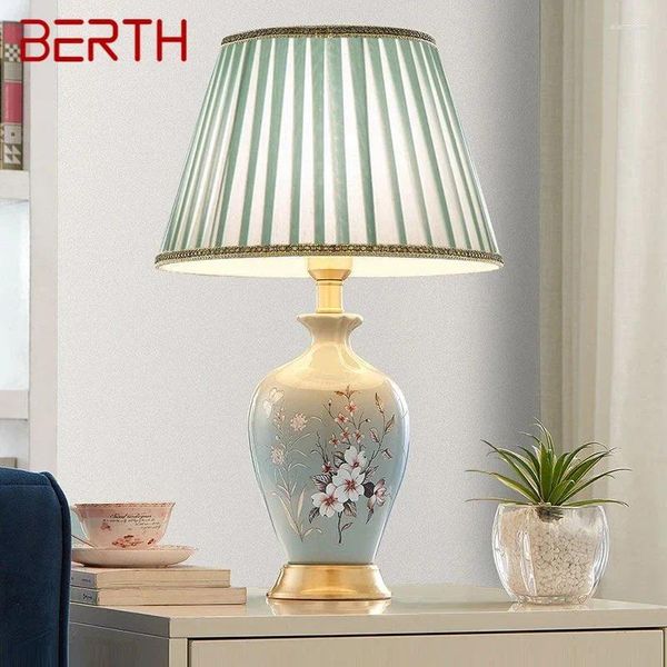 Lámparas de mesa Berth Cerámica contemporánea Lámpara Americana Luxurious Living Bedroom Descripción del escritorio de la noche