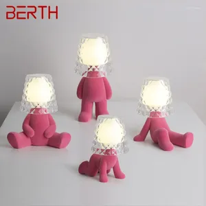 Tafellampen ligplaats Noordse lamp Creatieve hars roze mensen vorm bureau licht licht led voor huiskinderen slaapkamer woonkamer decor