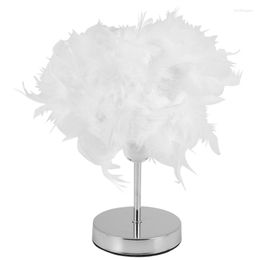 Tafellampen Big deal Feather Shade Metal Lamp Buitside Desk Vintage Night Light Christmas Decor Soft Slaapkamer Studie Room EU -plug