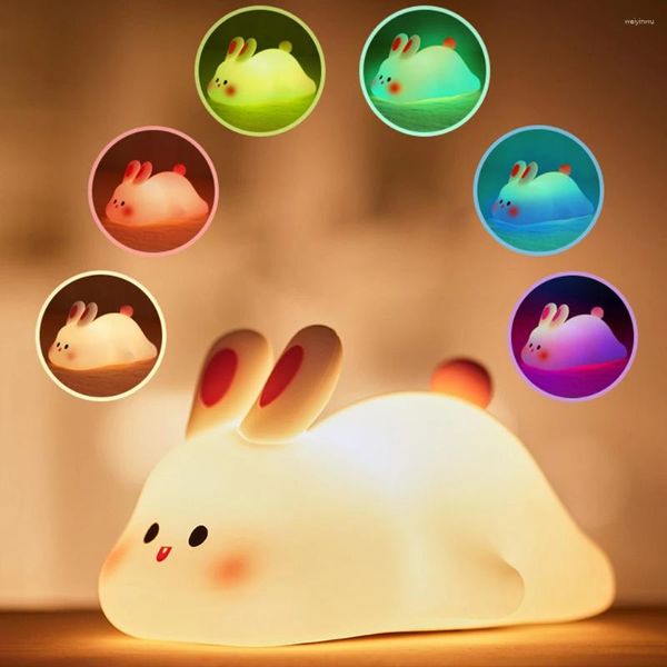 Lampes de table Big Face Night Lampe USB Rechargeable Silicone Enfants Light Nursery Room Decoration Cadeau