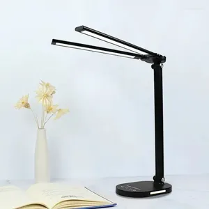 Tafellampen Zwart Desk Lamp Dubbel schrijven Leeslicht Touch Switch Aluminium Home Appliance Foldable Lantern Eye Heathly