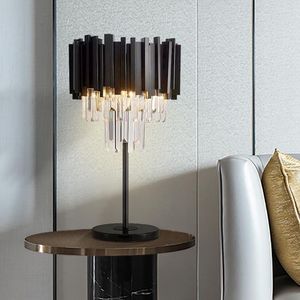 Lámparas de mesa, lámpara redonda negra, pequeña luz de cristal de lujo para estudio, cabecera, decoración Interior LED moderna