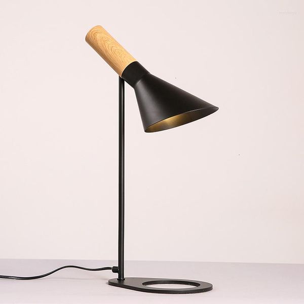 Lampes De Table Noir/Blanc Art Nordique Étude Créative Fer Angle Réglable Chambre Lampe Déco Maison Luminaria De Mesa