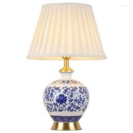 Lampes De Table Bleu Et Blanc Porcelaine Lampe Chambre Foyer Étude Décor Européen Moderne Chinois En Céramique Bureau Liseuse 190180