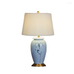 Tafellampen blauwe lotus Chinees keramische lamp bruiloft thuis decor woonkamer klassieke porseleinen bureau licht h 62cm 1627