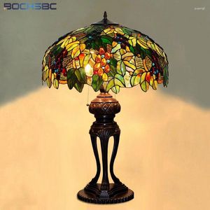 Tafellampen Bochsbc Tiffany Art Lamp Hoogwaardige gebrandschilderd glas Grape Shade Living Room Bed Bar Light FixTrues