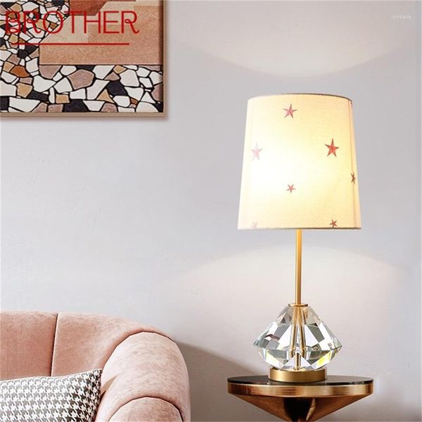Lámparas de mesa BROTHER, lámpara de latón, decoración de luz de escritorio LED de cristal creativa contemporánea para el dormitorio del hogar