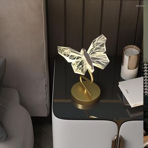Tafellampen vlinderlamp bed slaapkamer lichte luxe Noordse wind net net rode kamer decoratief kantoor bureau